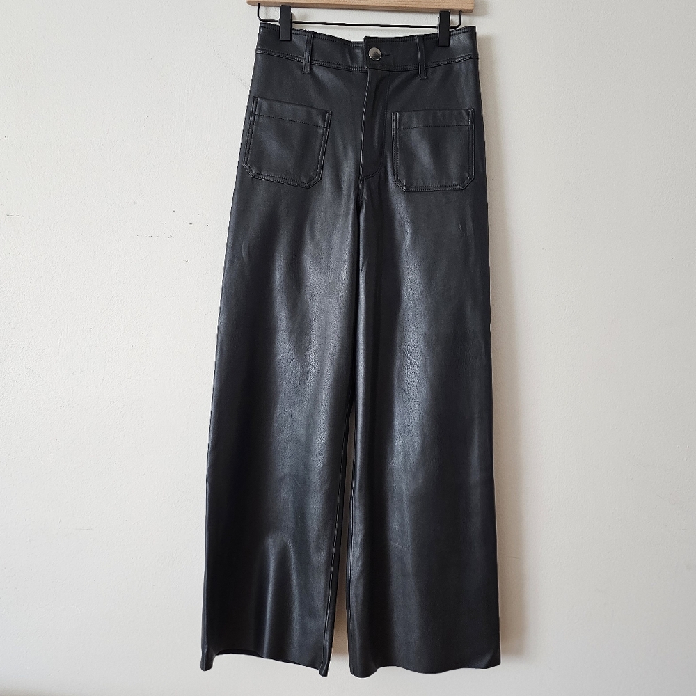Zara faux leather flare pants